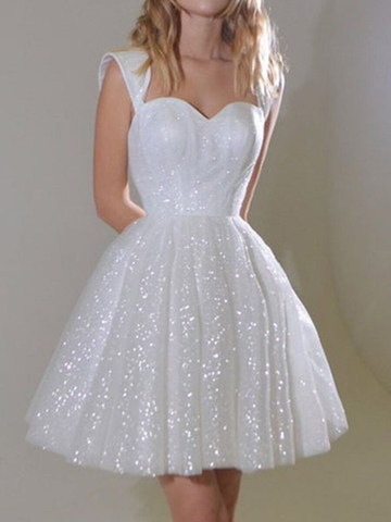 Charming White Sweetheart Short Prom Dress Elegant Homecoming Dress HZ1023
